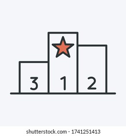 Winner podium icon. Vector illustration of a podium stage with 3 places and number on each stage and a star drawn on the first place. It represents a concept of success, motivation and achieving goal