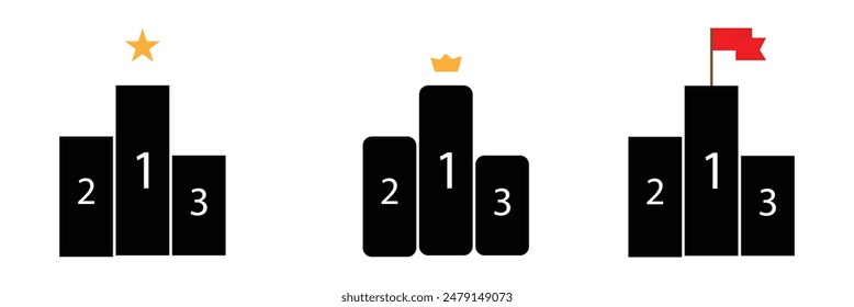  Winner Podium Icon Vector Isolated on White Background. Vector Illustration.