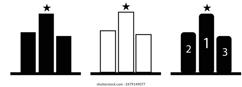  Winner Podium Icon Vector Isolated on White Background. Vector Illustration.