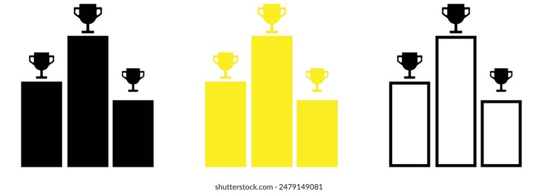  Winner Podium Icon Vector Isolated on White Background. Vector Illustration.