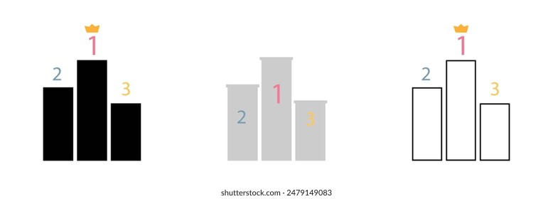  Winner Podium Icon Vector Isolated on White Background. Vector Illustration.