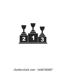 Signo vectorial del icono del podio ganador aislado para diseño gráfico y web. Color de plantilla de símbolo de podio ganador editable en fondo blanco.