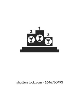 Signo vectorial del icono del podio ganador aislado para diseño gráfico y web. Color de plantilla de símbolo de podio ganador editable en fondo blanco.
