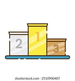Winner podium icons and symbols associated with winning flat design icon. editable stroke