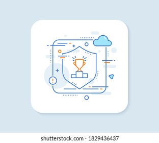 Winner podium line icon. Abstract vector button. Sports Trophy symbol. Championship achievement sign. Winner podium line icon. Protect shield concept. Vector