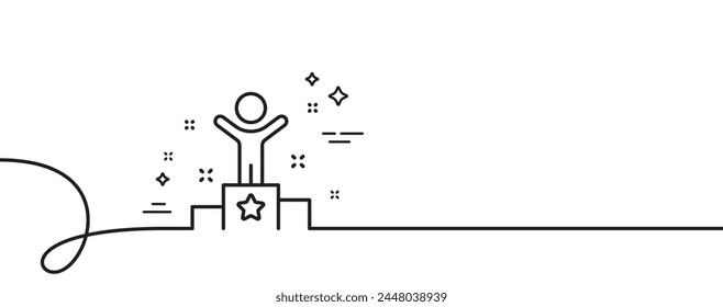 Winner podium line icon. Continuous one line with curl. Success sign. First place award symbol. Winner single outline ribbon. Loop curve pattern. Vector