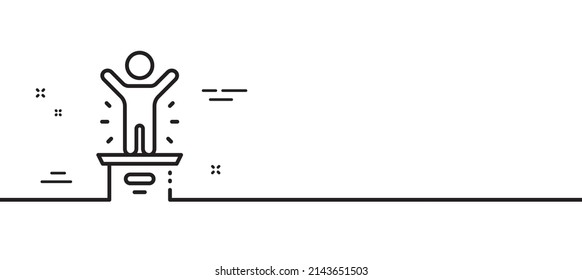 Winner podium line icon. First place sign. Best rank star symbol. Minimal line illustration background. Winner podium line icon pattern banner. White web template concept. Vector