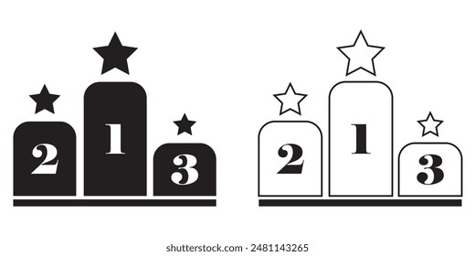 Winner podium line icon. First place sign. Best rank star symbol. Minimal line illustration background. Winner podium line icon pattern banner. White web template concept. Vector