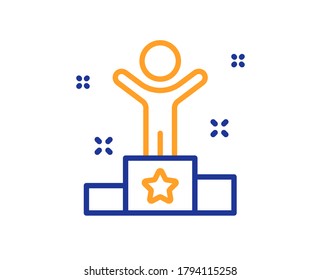 Icono de línea de podio ganador. Signo de éxito. Símbolo de premio del primer puesto. Concepto colorido del contorno de línea delgada. Icono de ganador de estilo lineal. Trazo editable. Vector