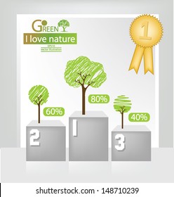 Winner podium. Medals. Tree. vector Illustration.