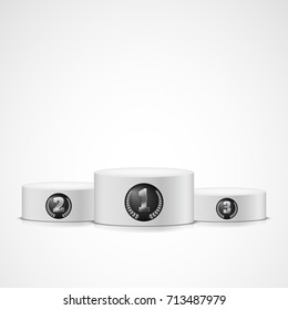 Winner podium on light background. Empty pedestal for award ceremony.  Vector illustration.