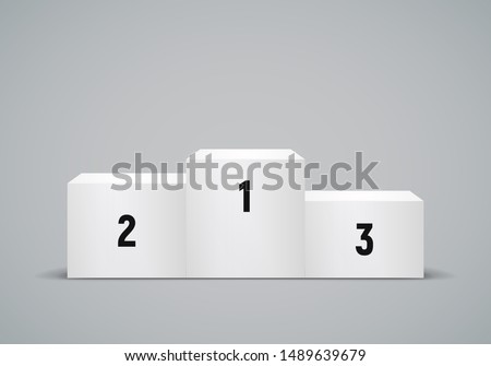 Winner podium on light background. Empty pedestal for award ceremony. Vector illustration.