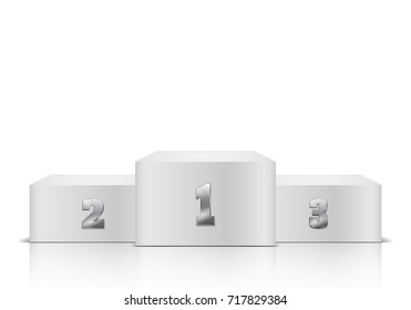 Winner podium on white background. Empty pedestal for award ceremony. Vector illustration.