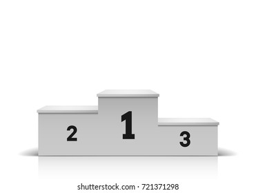 Winner Podium On White Background. Empty Pedestal For Award Ceremony. Vector Illustration.