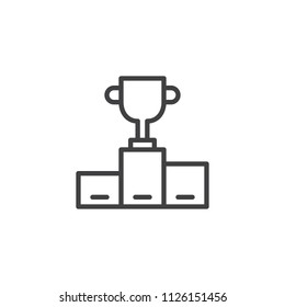 Winner podium outline icon. linear style sign for mobile concept and web design. First place cup simple line vector icon. Trophy symbol, logo illustration. Pixel perfect vector graphics