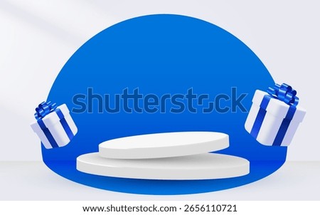 Winner Podium with present boxes. Giveaway winner or sale announcement. Vector illustration