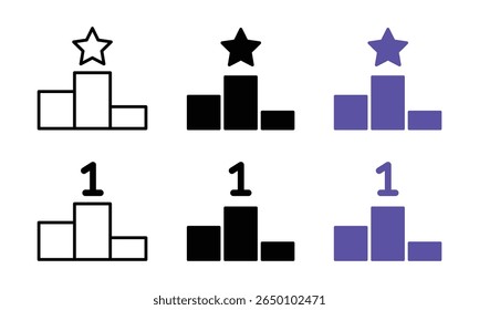 Winner podium with star and number one symbol representing achievement success leadership competition ranking performance goal recognition excellence top reward victory