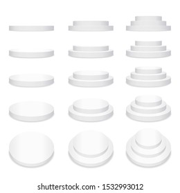 Plantilla de podio ganadora, gran diseño para cualquier propósito. Escena iluminada. Lograr triunfar. Ilustración aislada del vector del podio blanco peatonal. 