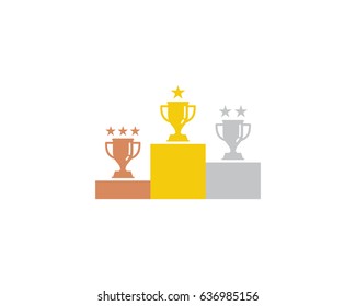 Winner Podium Trophy Icon Logo Design Element