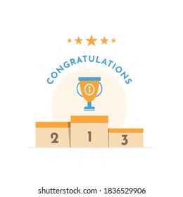 The winner with podium vector design illustration.