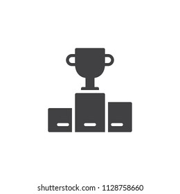 Winner podium vector icon. filled flat sign for mobile concept and web design. First place cup simple solid icon. Trophy symbol, logo illustration. Pixel perfect vector graphics