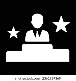 Winner podium vector icon. filled flat sign for mobile concept and web design. businessman on the winning podium simple solid icon.