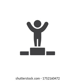 Winner Podium vector icon. First place winner filled flat sign for mobile concept and web design. Achievement, competition glyph icon. Symbol, logo illustration. Vector graphics