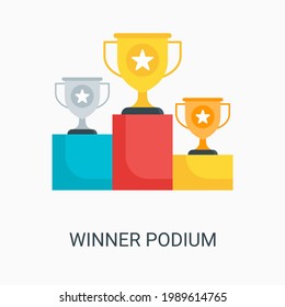 Winner podium vector illustration background in flat style. Suitable for web banners, social media, postcard, presentation and many more.