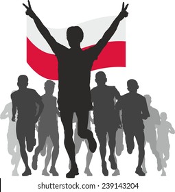 Winner with the Poland flag at the finish