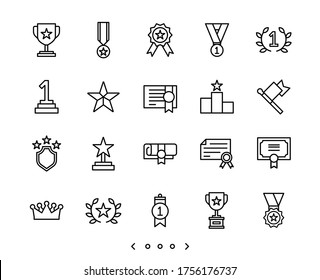 Winner prize and Award line icon set vector