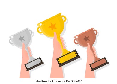 Winner Prize, Sport Award, Success Concept. Mockup For Concept Design. Golden Trophy Clipart