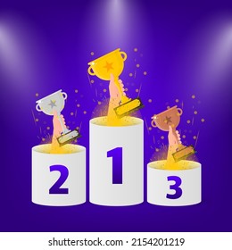 Winner prize, sport award, success concept. Mockup for concept design. Golden trophy clipart