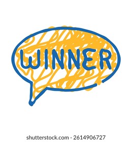 winner in quote frame doodle icon sketch vector. winner in quote frame sign. isolated symbol illustration