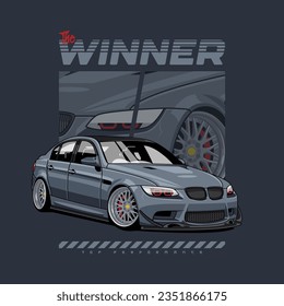 winner race car illustration. Vector graphics for t-shirt prints and other uses