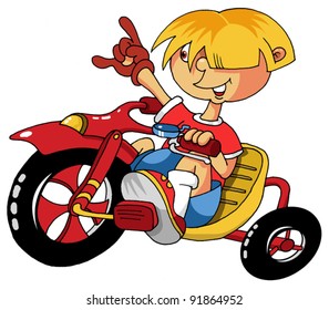 winner in the race for three-wheeled bikes for children;