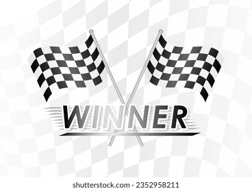 Winner. Racing Background with Winner Text Concept. Racing Checkered Flag. Car Racing Concept. Vector Illustration.