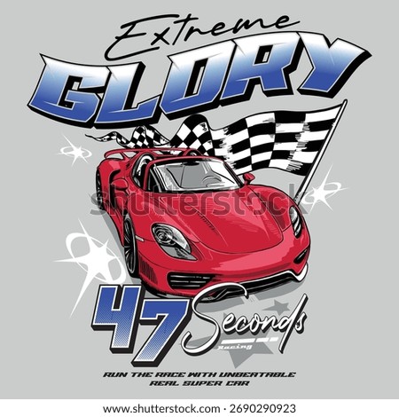 Winner racing design with super car illustration