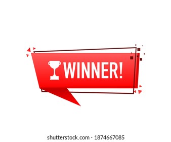 Winner red cup banner. Vector stock illustration on white background.