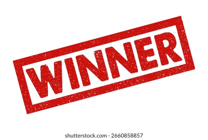Ganador de tinta roja sello de goma grunge sello insignia efecto granulado vintage estilo retro etiqueta viñeta ganar logro economía de negocios crecimiento mejor