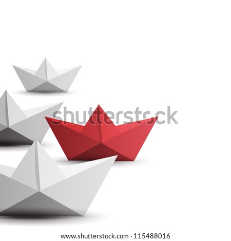 winner red paper ship
