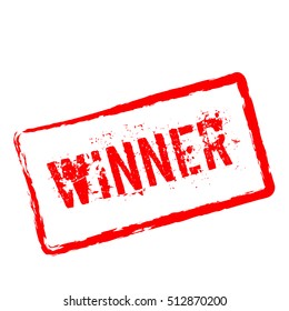 Winner red rubber stamp isolated on white background. Grunge rectangular seal with text, ink texture and splatter and blots, vector illustration.