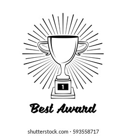 Winner retro emblem. Cup trophy award label. Vector illustration isolated on white background