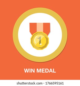 Winner Ribbon Flat Icon. Award Medal Sign. Best Achievement Symbol. Colorful Concept. Flat Style Winner Ribbon Icon. Editable Vector