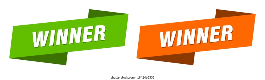 winner ribbon label sign set. winner banner