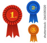 Winner Rosette Set with Ribbons. Vector Illustration