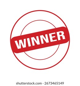 Sello de goma ganador. Ilustración vectorial de sello grunge de goma ganadora de color rojo - Vector