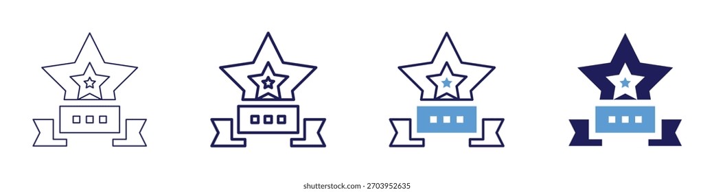 Gewinnerregel-Symbol in 4 verschiedenen Stilen. Dünne Linie, Linie, Fette Linie, Duotone. Duotone-Stil. Bearbeitbarer Strich.