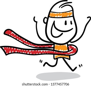 winner run Doodle style vector illustration object isolated hand draw