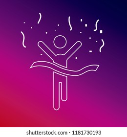 Winner runner arriving to end line icon vector illustrator creative design purple and pink gradient background