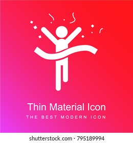 Winner runner arriving to end line red and pink gradient material white icon minimal design